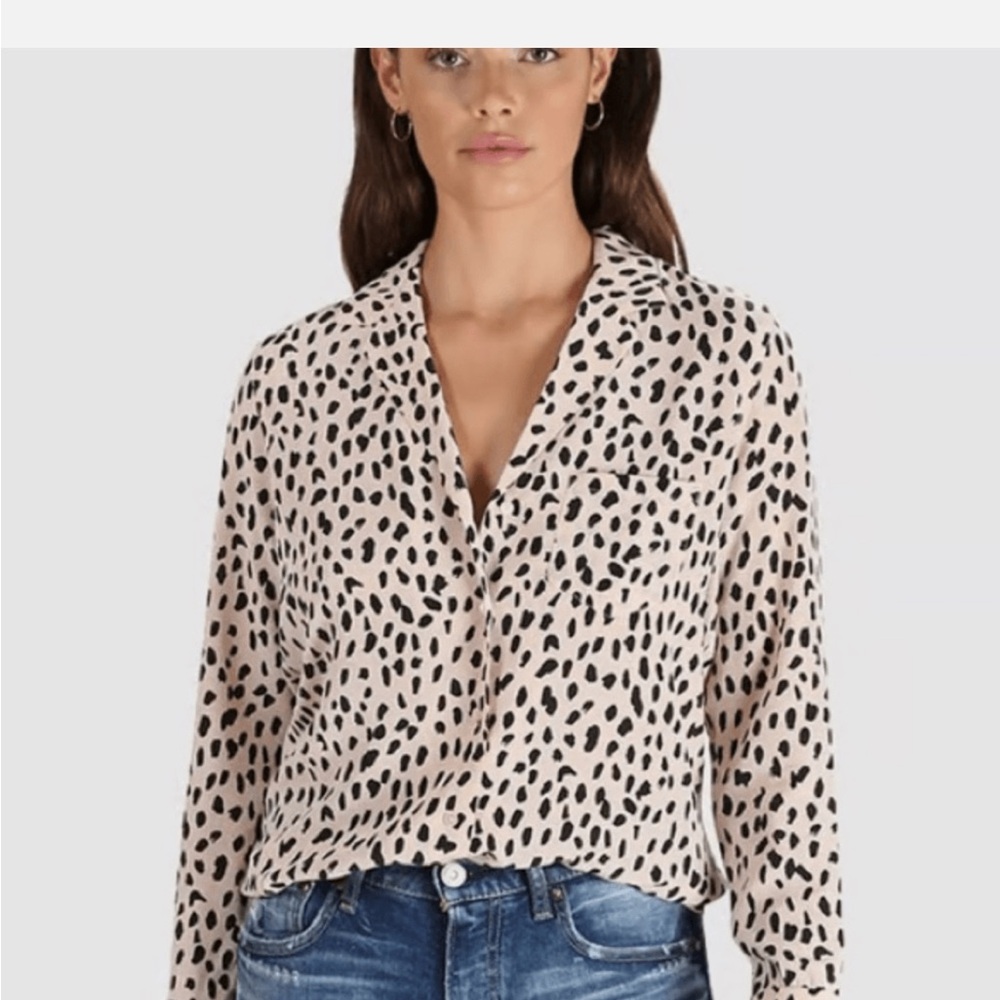 Rails Black and Cream Spotted Blouse